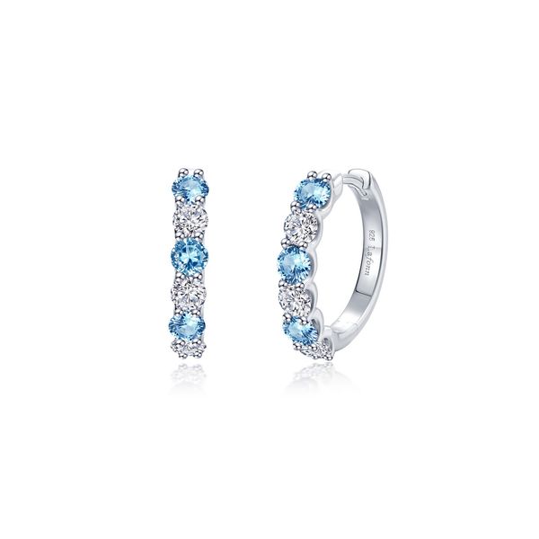 Lafonn Simulated Blue Topaz Josie Hoop Earrings 2.04 CTW Bradley's Jewelers Jacksonville, NC