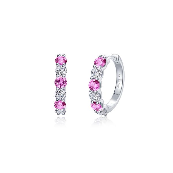 Lafonn Lab-Grown Pink Sapphire Josie Hoop Earrings 2.04 CTW Bradley's Jewelers Jacksonville, NC
