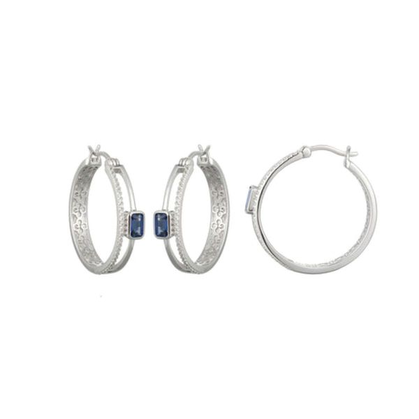 Charles Garnier Blue & White Sapphire Hoop Earrings Bradley's Jewelers Jacksonville, NC