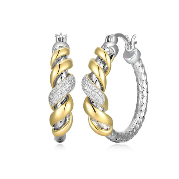 Charles Garnier Celeste Twist Sterling Silver & Gold CZ Jewelry Bradley's Jewelers Jacksonville, NC