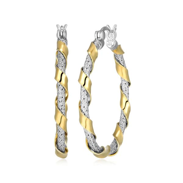 Charles Garnier Duo Luxe 35MM Sterling Silver & Gold Earrings Bradley's Jewelers Jacksonville, NC