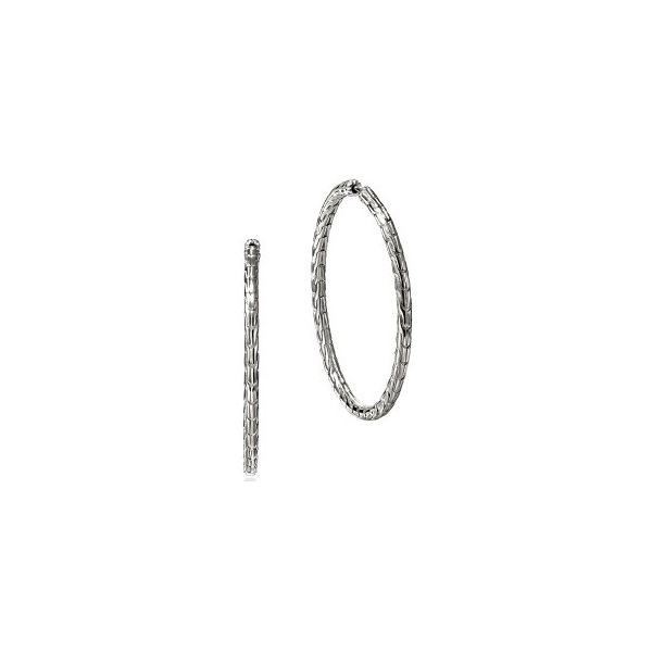 John Hardy Silver JH Essential 50mm Hoop Earrings Bradley's Jewelers Jacksonville, NC