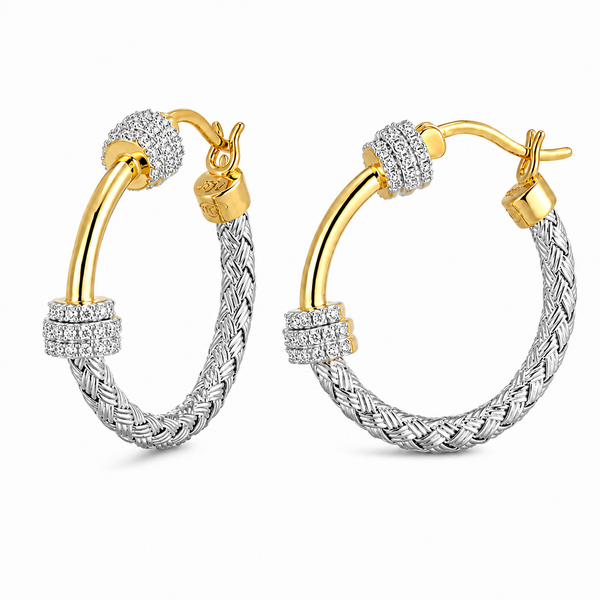 Charles Garnier Aurora Two Tone Hoop Earrings | Sterling Silver Hoops Bradley's Jewelers Jacksonville, NC