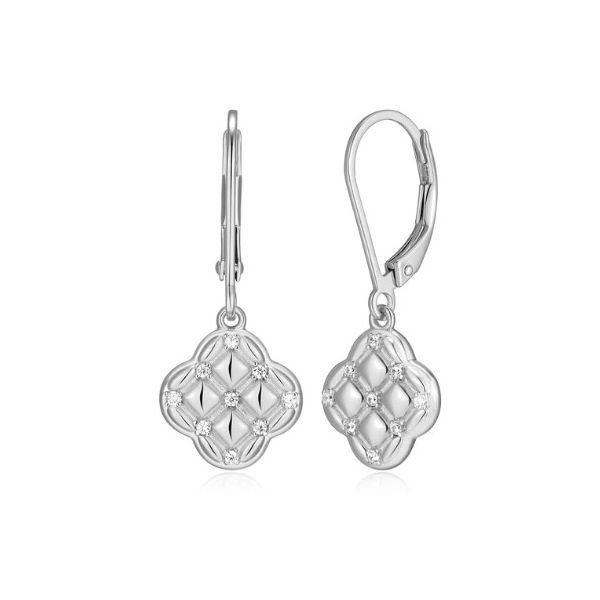 Charles Garnier Quilted Clover Leverback Earrings | Diamondlite CZ Bradley's Jewelers Jacksonville, NC