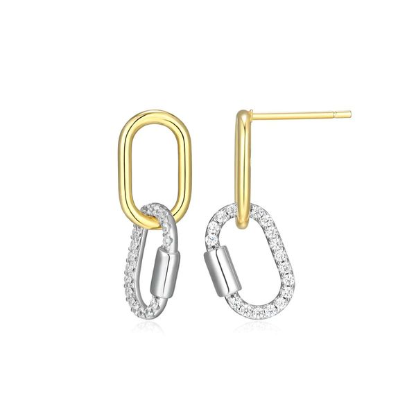 Charles Garnier Sterling Silver Two-Tone Interlocking Drop Earrings | Diamondlite CZ Bradley's Jewelers Jacksonville, NC
