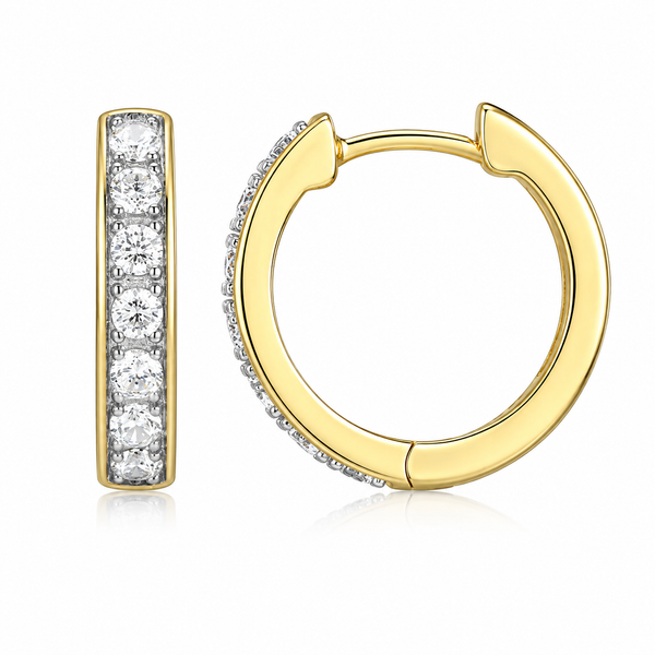 Charles Garnier Rhodium Plated Diamondlite CZ Round Hoop Earrings Bradley's Jewelers Jacksonville, NC