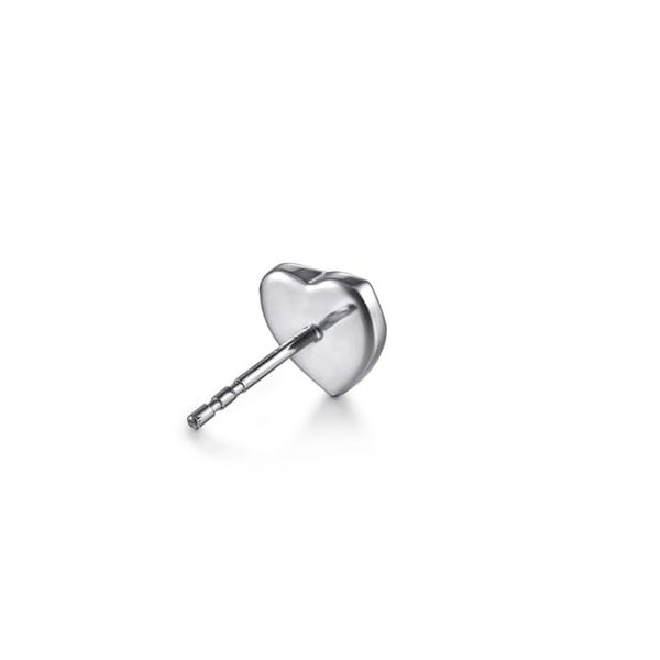 Gabriel & Co. Sterling Silver Heart Diamond-Cut Stud Earrings Image 2 Bradley's Jewelers Jacksonville, NC
