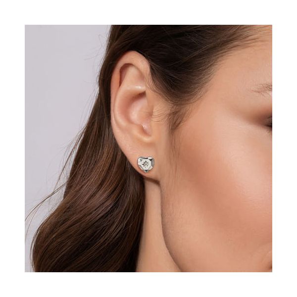 Gabriel & Co. Sterling Silver Heart Diamond-Cut Stud Earrings Image 3 Bradley's Jewelers Jacksonville, NC
