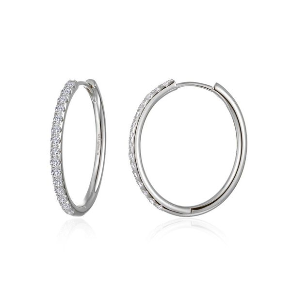 Lafonn 0.90 CTW Platinum-Plated Medium Alina Oval Hoop Earrings Bradley's Jewelers Jacksonville, NC