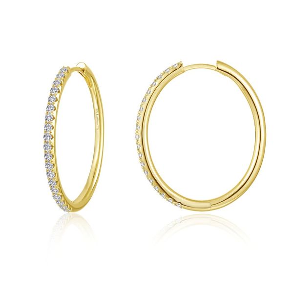 Lafonn Alina Sterling Silver Gold-Plated 1.14 CTW Large Oval Hoop Earrings Bradley's Jewelers Jacksonville, NC
