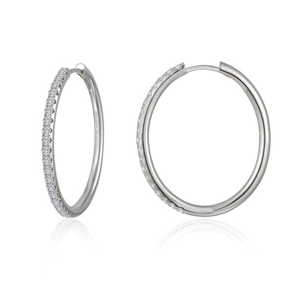 Lafonn Alina Sterling Silver, Platinum-Plated 1.14 CTW Large Oval Hoop Earrings Bradley's Jewelers Jacksonville, NC