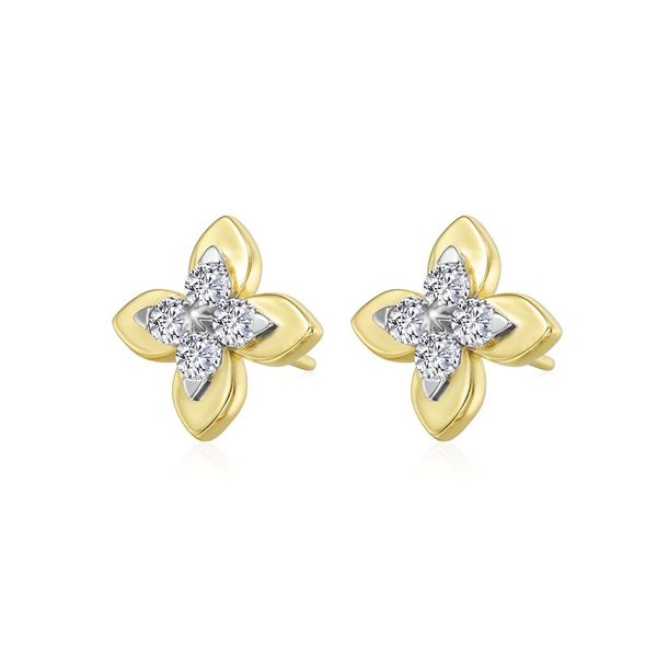 Lafonn Magnolia Blossom Collection Two-Tone Stud Earrings 0.20 CTW Bradley's Jewelers Jacksonville, NC