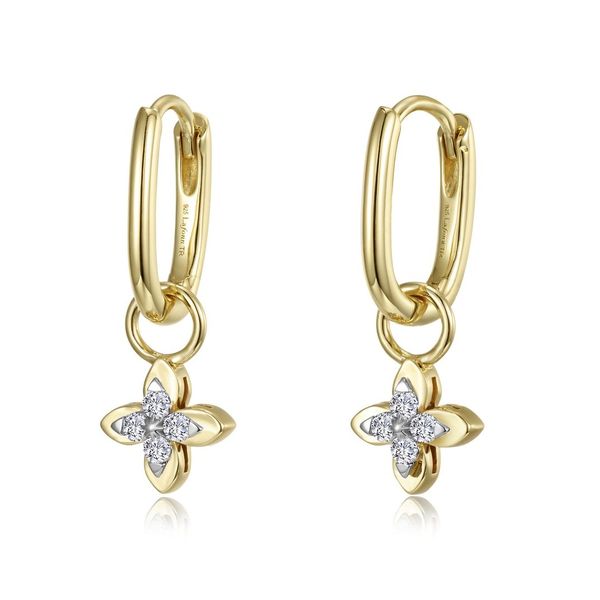 Lafonn Magnolia Blossom Two-Tone Detachable Charm Hoop Earrings 0.24 CTW Bradley's Jewelers Jacksonville, NC