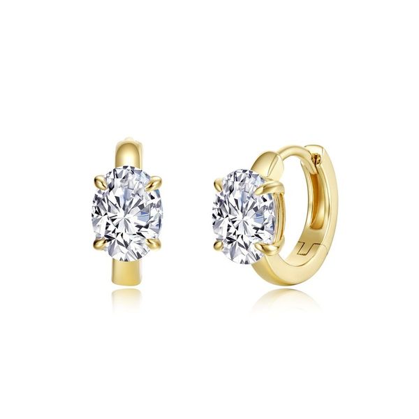 Lafonn Gold-Plated Oval Solitaire Floating-Cut Huggie Earrings 2.42 CTW Bradley's Jewelers Jacksonville, NC