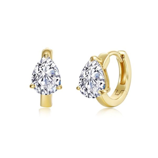 Lafonn Gold-Plated Pear Solitaire Floating-Cut Huggie Earrings 2.16 CTW Bradley's Jewelers Jacksonville, NC