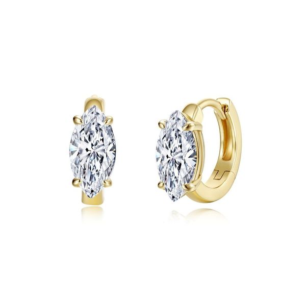 Lafonn Gold-Plated Marquise Solitaire Floating-Cut Huggie Earrings 1.90 CTW Bradley's Jewelers Jacksonville, NC