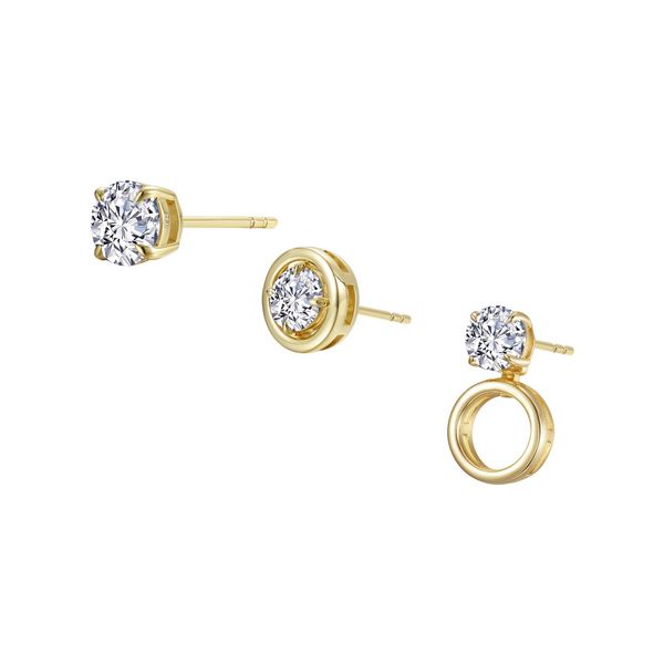 Lafonn Gold-Plated 3-Way Convertible Halo Stud Earrings 1.50 CTW Bradley's Jewelers Jacksonville, NC