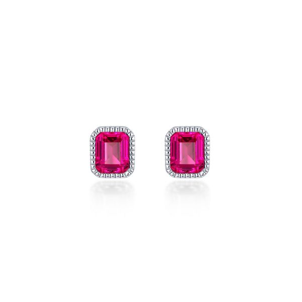Lafonn July Birthstone Lab-Grown Ruby & Simulated Diamond Stud Earrings 1.76 CTW Bradley's Jewelers Jacksonville, NC