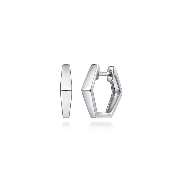 Gabriel & Co. Sterling Silver Geometric Huggie Earrings Bradley's Jewelers Jacksonville, NC