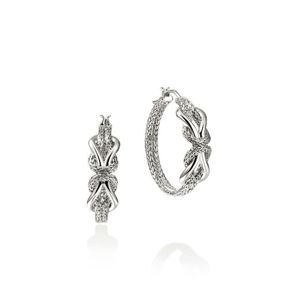 John Hardy 27.5mm Love Knot Infinite Silver Hoop Earrings Bradley's Jewelers Jacksonville, NC