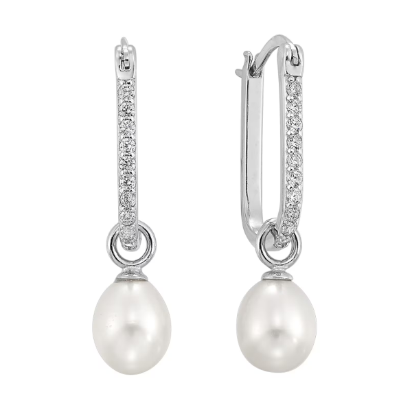 Sterling Silver Single Pearl Dangle Earrings Bradley's Jewelers Jacksonville, NC