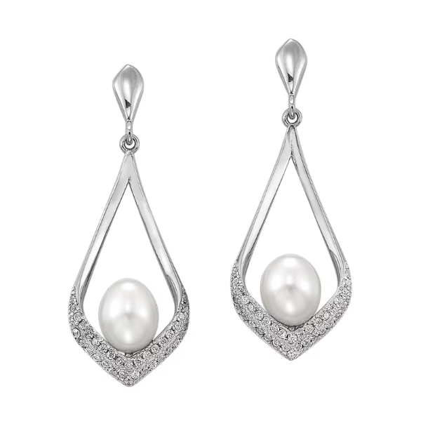 Sterling Silver Pearl Dangle Earrings Bradley's Jewelers Jacksonville, NC