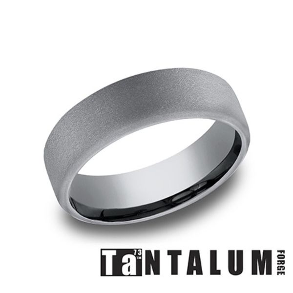 Forge Grey Tantalum Glass Finish Half Round Wedding Band 6.5mm Size 10 Bradley's Jewelers Jacksonville, NC
