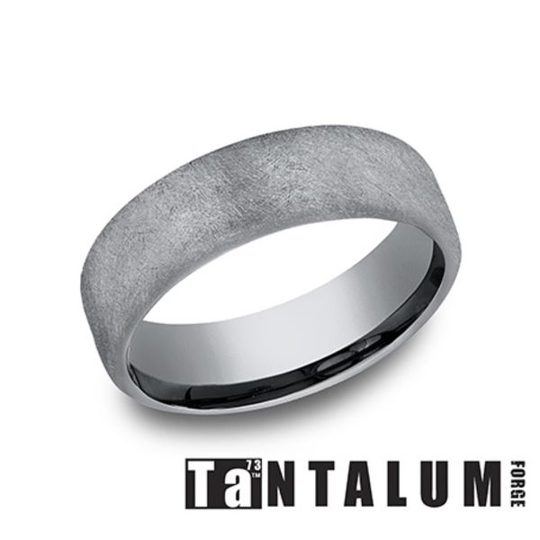 Forge Grey Tantalum Swirl Finish Wedding Band 6.5mm Size 10 Bradley's Jewelers Jacksonville, NC