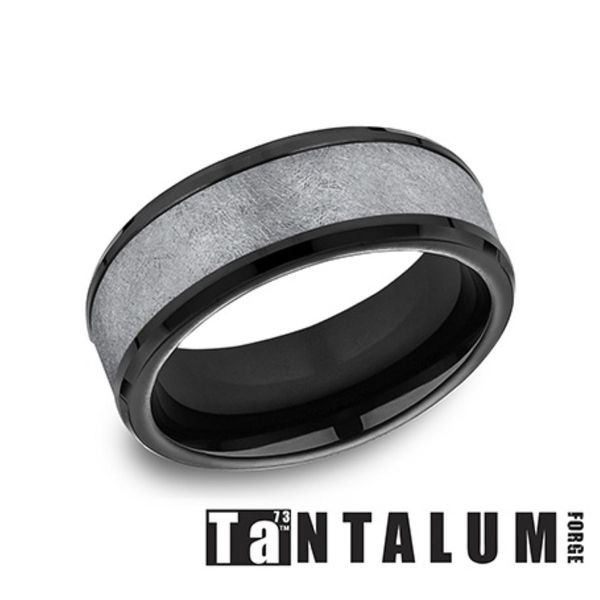 Forge Black Tantalum Swirl Finish Wedding Band 8mm Size 10 Bradley's Jewelers Jacksonville, NC