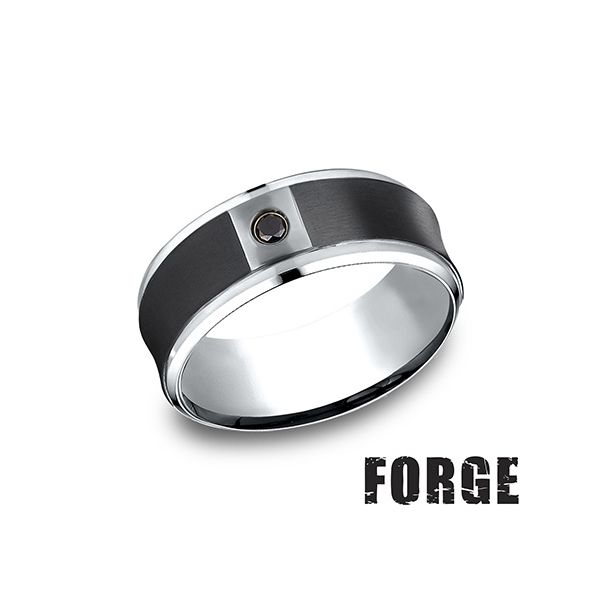 Forge Black Cobalt Chrome Diamond Wedding Band 9mm Size 11 Bradley's Jewelers Jacksonville, NC