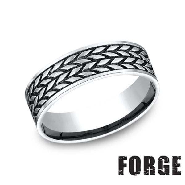 Forge Cobalt Chrome Tread Pattern Wedding Band 8mm Size 10 Bradley's Jewelers Jacksonville, NC