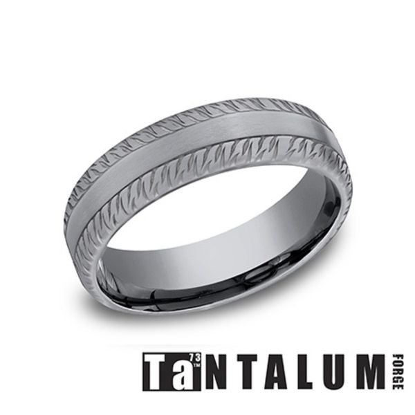Forge Grey Tantalum Feather Edge Wedding Band 6.5mm Size 10 Bradley's Jewelers Jacksonville, NC