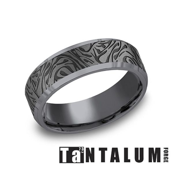 Forge Tantalum Faux Mokume Wedding Band 7mm Size 10 Bradley's Jewelers Jacksonville, NC