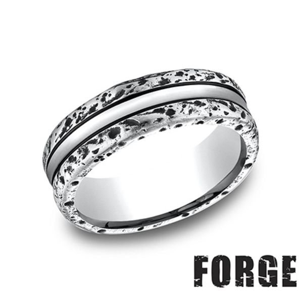Forge Cobalt Chrome Hammered Side Wedding Band 8mm Size 9 Bradley's Jewelers Jacksonville, NC