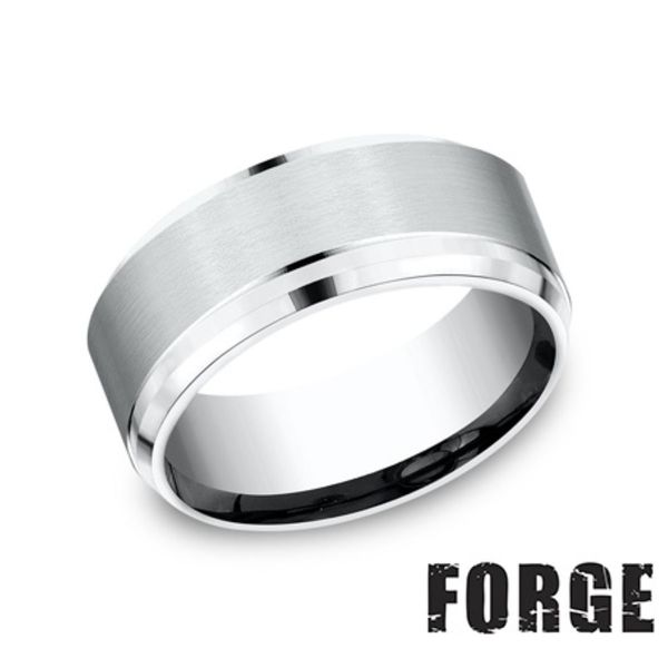 Forge Cobalt Chrome Satin Center Flat Wedding Band Size 11 Bradley's Jewelers Jacksonville, NC