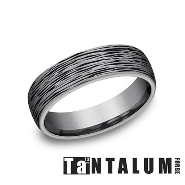 Forge Grey Tantalum Mini Bark Half Round Wedding Band 6.5mm Size 10 Bradley's Jewelers Jacksonville, NC