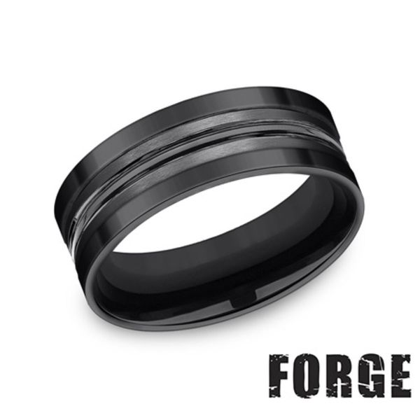 Forge Black Titanium Men's Wedding Band 8mm Comfort Fit Bradley's Jewelers Jacksonville, NC