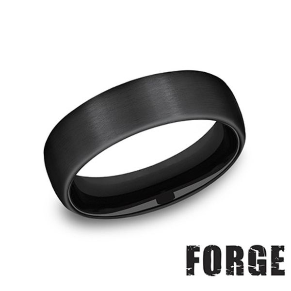 Forge Black Titanium Men's Wedding Band 6.5mm Satin Finish Size 10 Bradley's Jewelers Jacksonville, NC