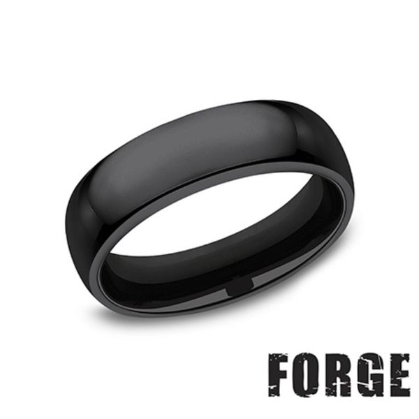 Forge Black Titanium Men's Wedding Band 6mm High Polish Size 10 Bradley's Jewelers Jacksonville, NC