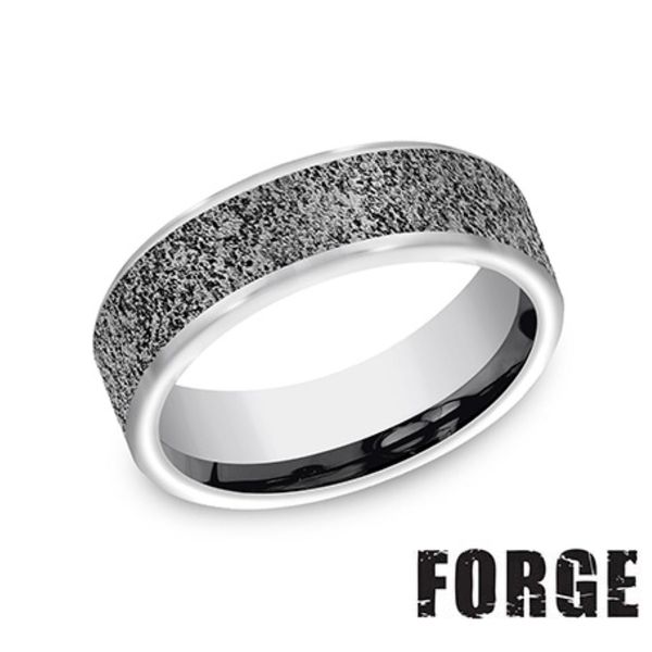 Forge Grey Tungsten Concrete Finish Wedding Band 7mm Size 10 Bradley's Jewelers Jacksonville, NC