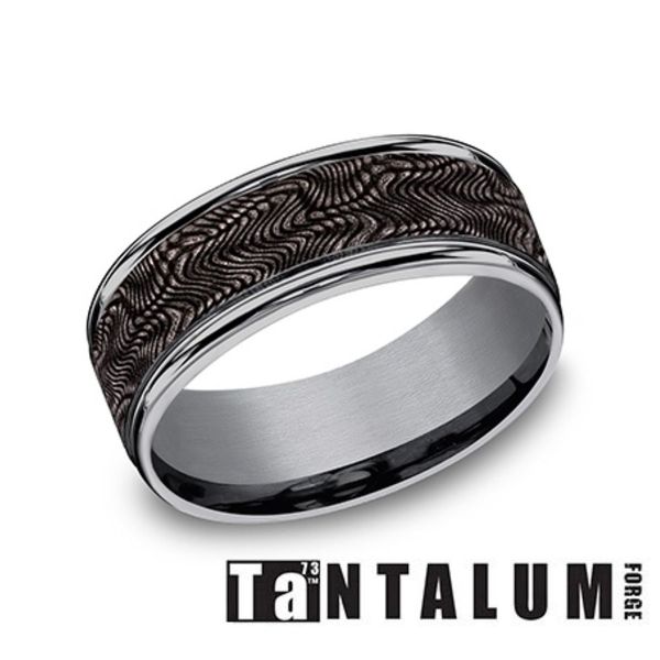 Forge Grey Tantalum Snake Skin Wedding Band 8mm Size 11 Bradley's Jewelers Jacksonville, NC