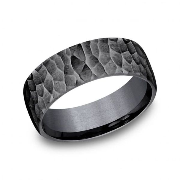 Forge Black Tantalum Lite Hammered Wedding Band 8mm Size 9. Bradley's Jewelers Jacksonville, NC