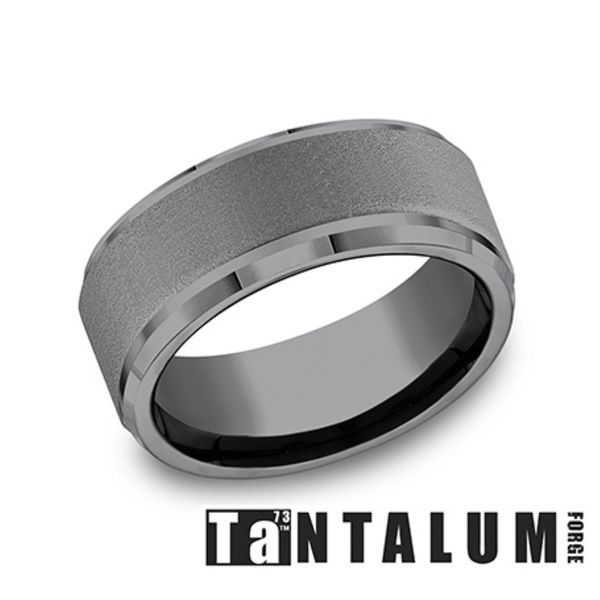 Forge Grey Tantalum Satin Edge Wedding Band 9mm Size 10 Bradley's Jewelers Jacksonville, NC