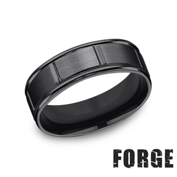 Forge Black Titanium Men's Wedding Band 7mm Comfort Fit Size 10 Bradley's Jewelers Jacksonville, NC