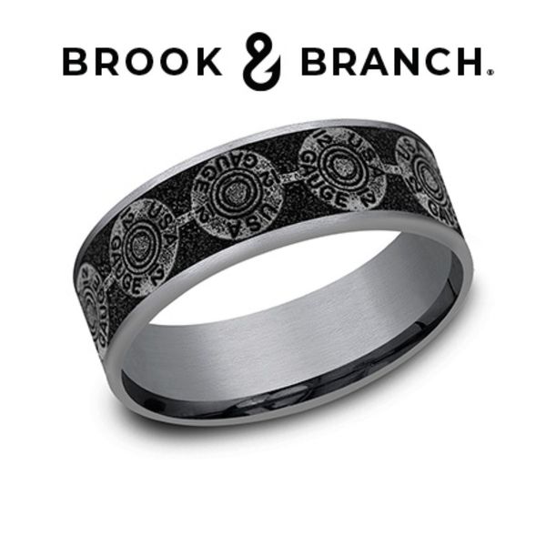 Brook & Branch Grey Tantalum 12 Gauge Buck Wedding Band 7.5mm Bradley's Jewelers Jacksonville, NC