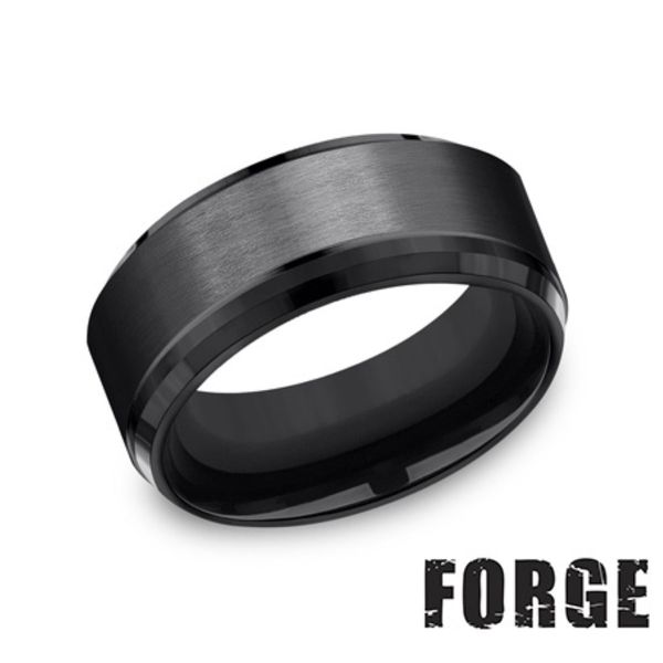 Forge Black Titanium Men's Wedding Band 9mm Comfort Fit Size 10 Bradley's Jewelers Jacksonville, NC