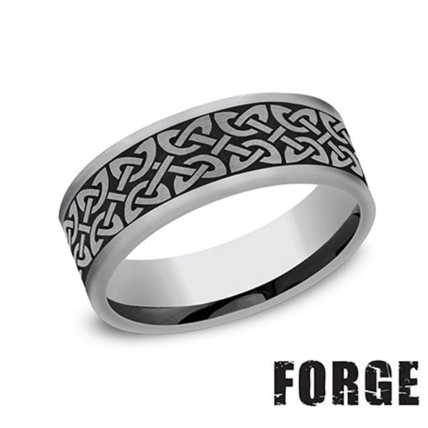 Forge Black Tungsten Quaternary Knot Wedding Band 7mm Size 10 Bradley's Jewelers Jacksonville, NC