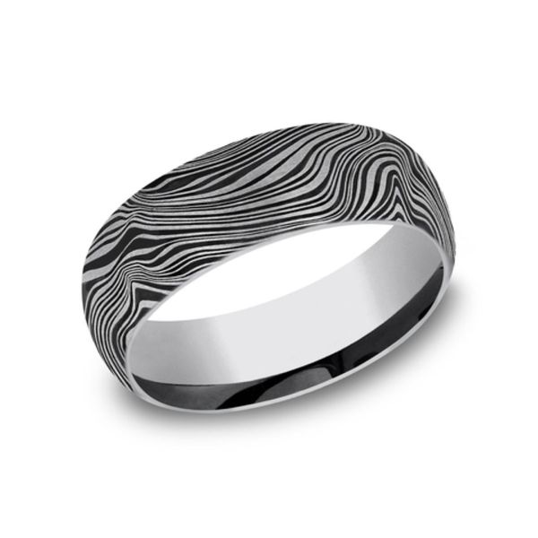 Forge Black Tungsten Marble Damascus Wedding Band 8mm Size 10 Bradley's Jewelers Jacksonville, NC