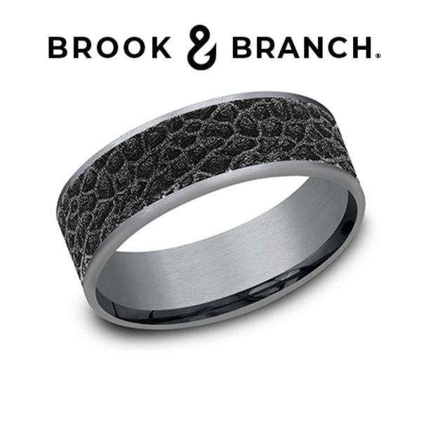 Brook & Branch Black Tantalum Poritid Coral Wedding Band 7.5mm Size 10 Bradley's Jewelers Jacksonville, NC