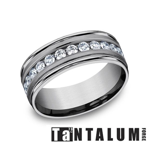 Benchmark Grey Tantalum Diamond Channel Wedding Band .96CTW Size 10 Bradley's Jewelers Jacksonville, NC